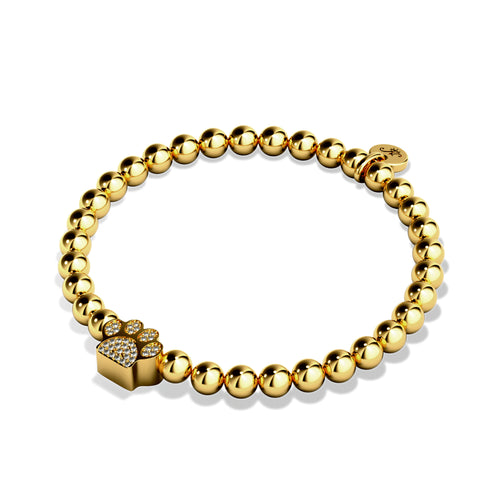 patte | Or Vermeil .925 | Bracelet imprimé chiot en diamants CZ